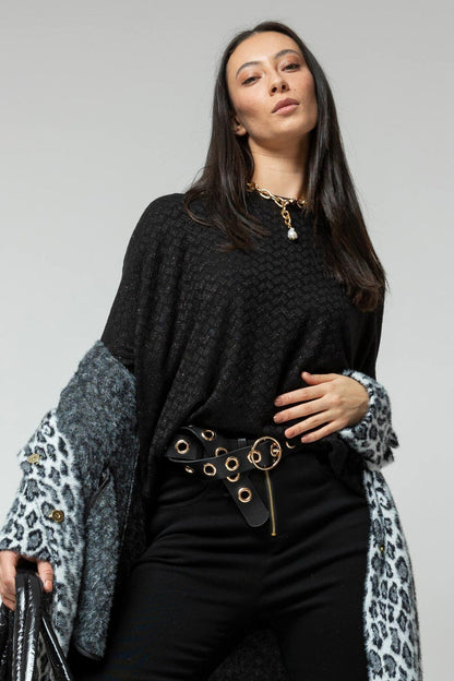 Black Lurex Crew Neck Jumper