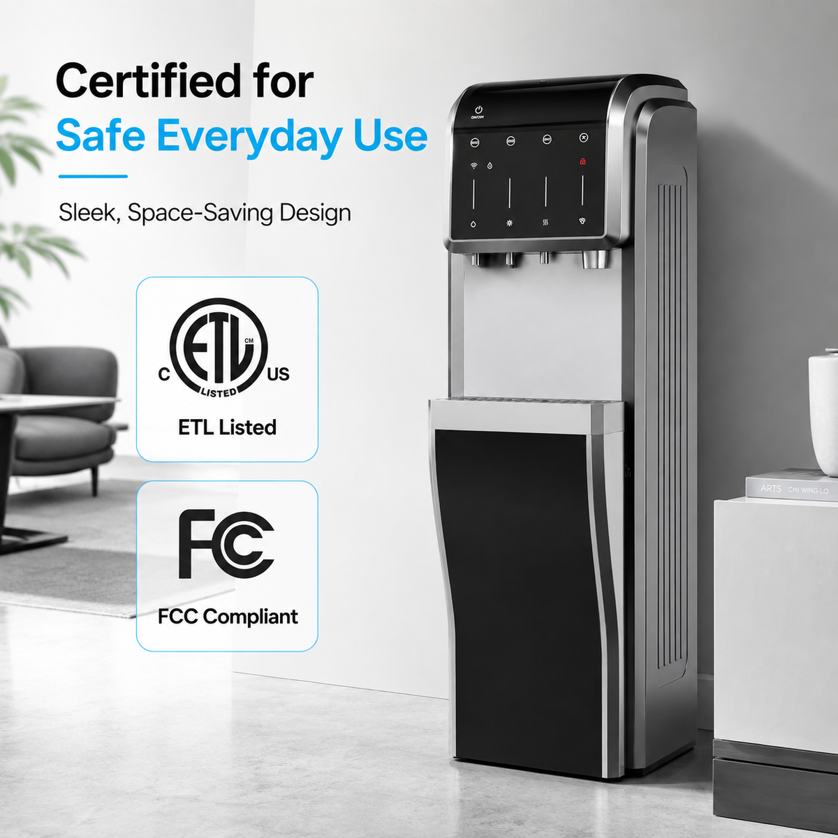 Smart 5-in-1 Bottom-Loading Water Dispenser – Built-In Ice Maker for Convenient Home Hydration