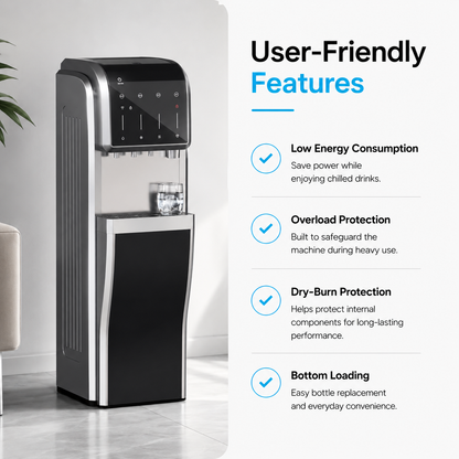 Smart 5-in-1 Bottom-Loading Water Dispenser – Built-In Ice Maker for Convenient Home Hydration