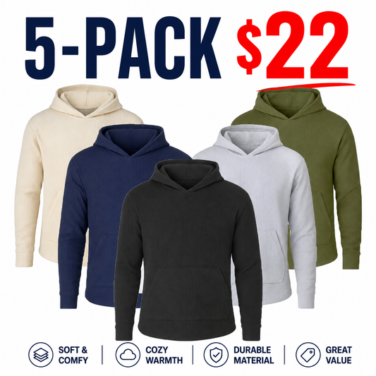 Men’s Textured Waffle Knit Pullover Hoodie – Casual Everyday Comfort
