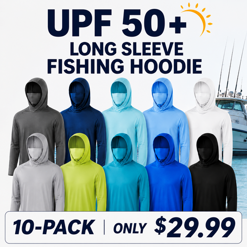 Men’s UPF 50+ Fishing Hoodie – Lightweight Long-Sleeve Sun Protection with Neck Gaiter