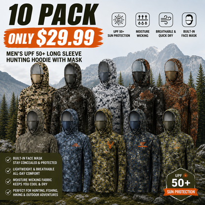 Men’s UPF 50+ Fishing Hoodie – Lightweight Long-Sleeve Sun Protection with Neck Gaiter