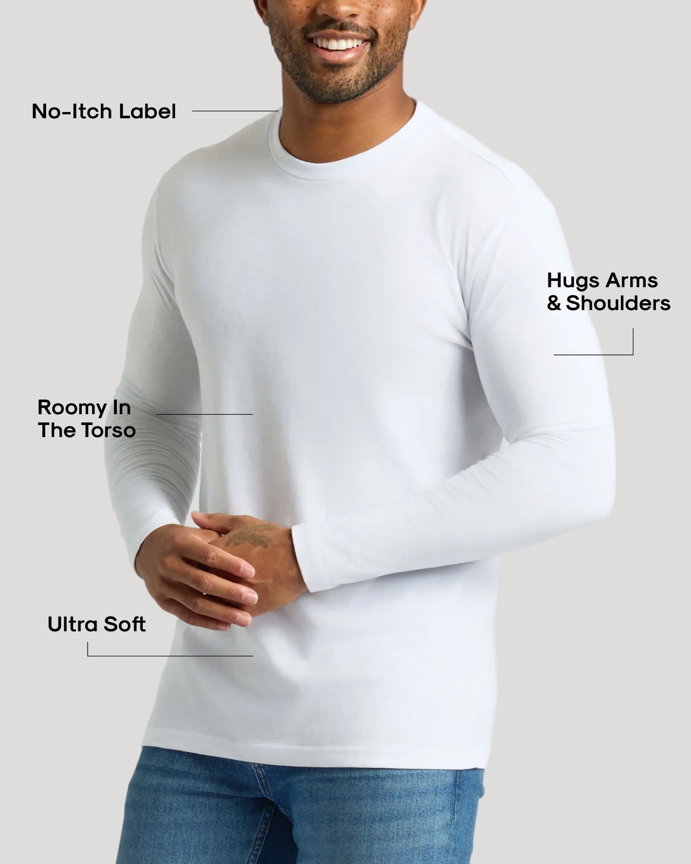White Classic Long Sleeve Crew Neck