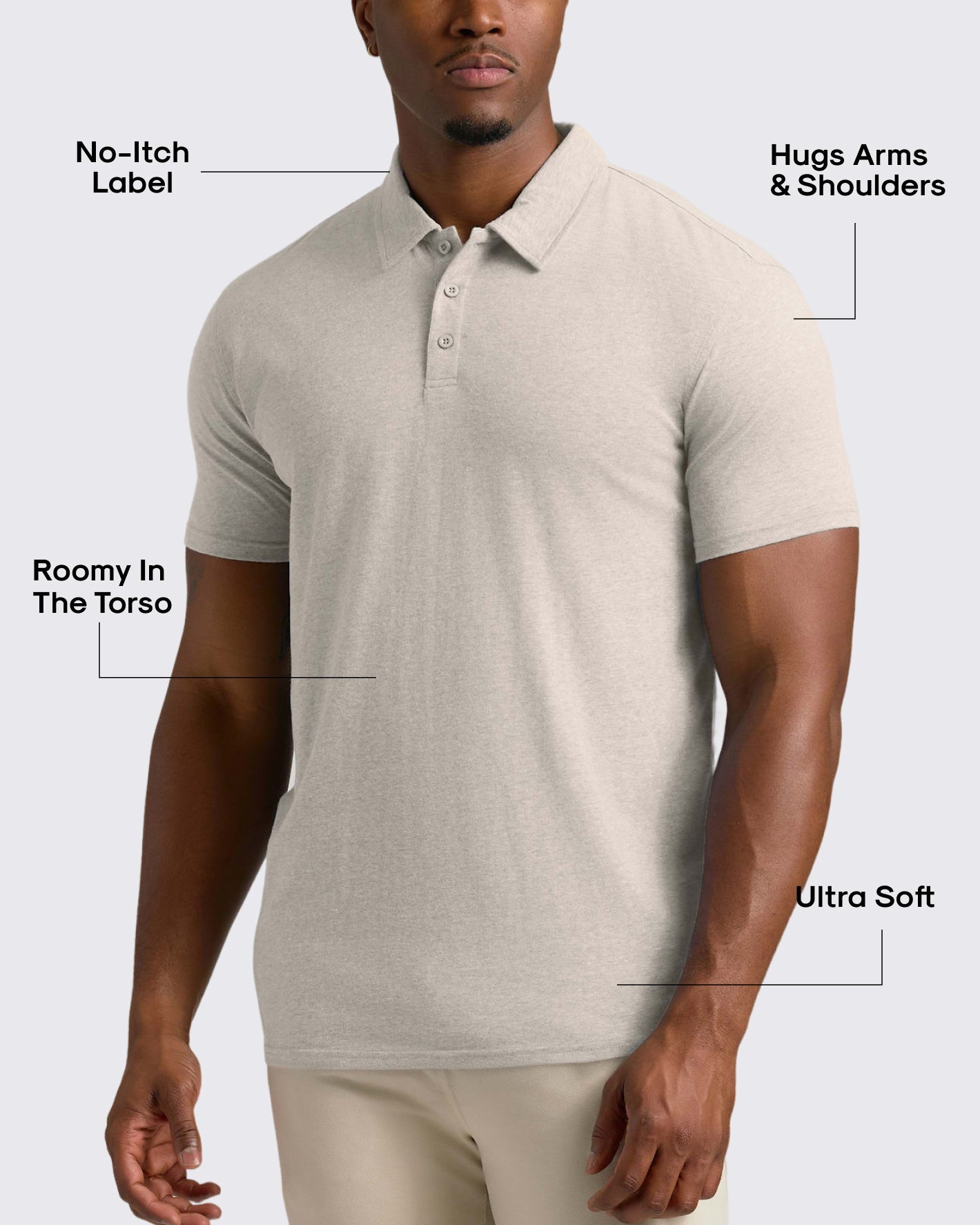 Oatmeal Short Sleeve Tall Polo