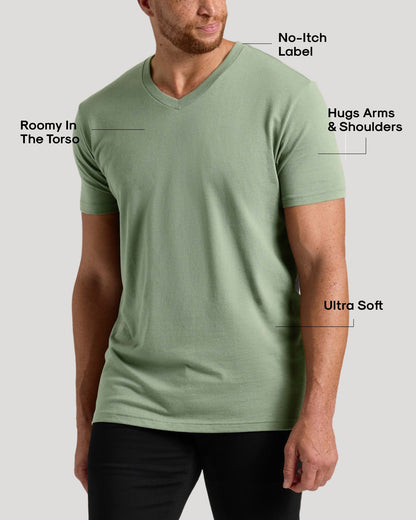 Sage Green Tall Short Sleeve V-Neck