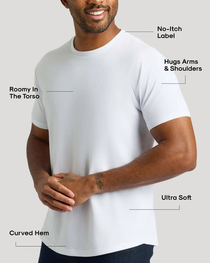 All White Curved Hem Classic Crew Neck 10-Pack