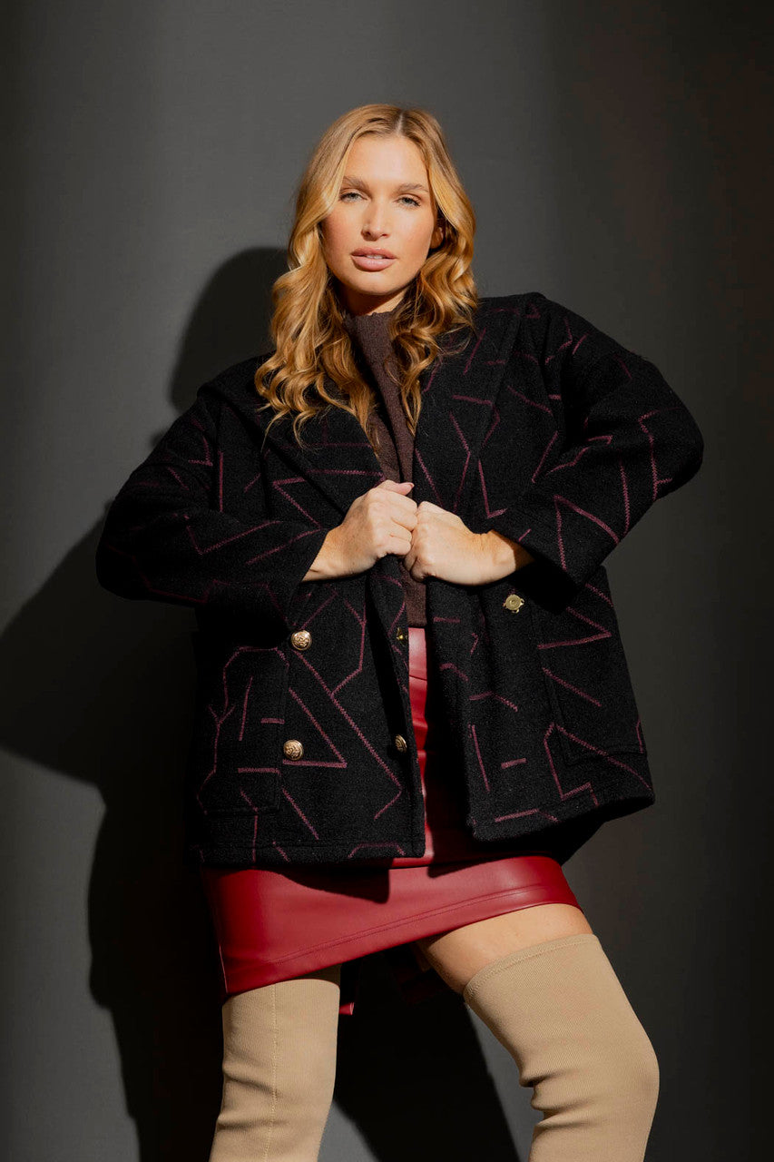 Black/Red Hooded Coat