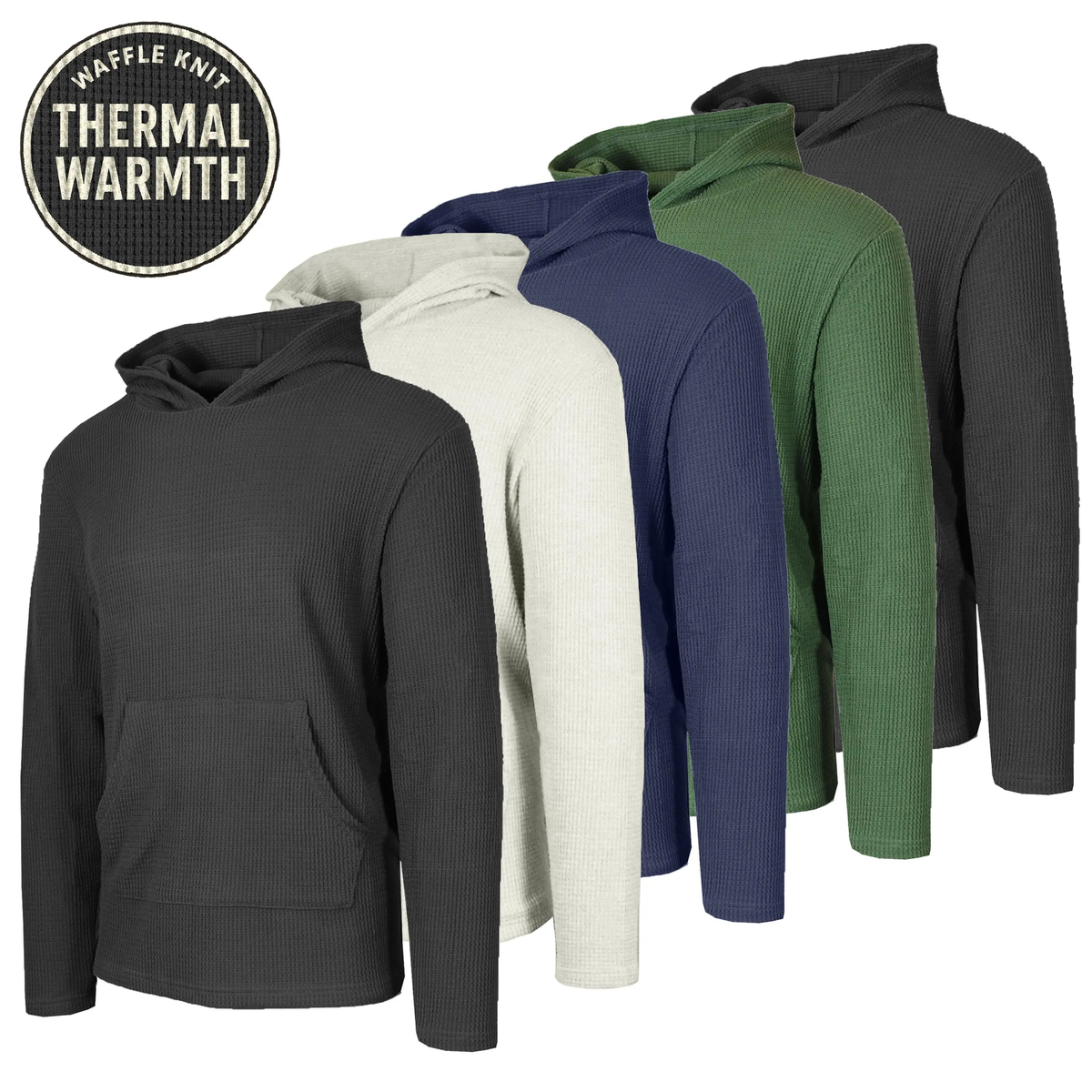 Men’s Textured Waffle Knit Pullover Hoodie – Casual Everyday Comfort