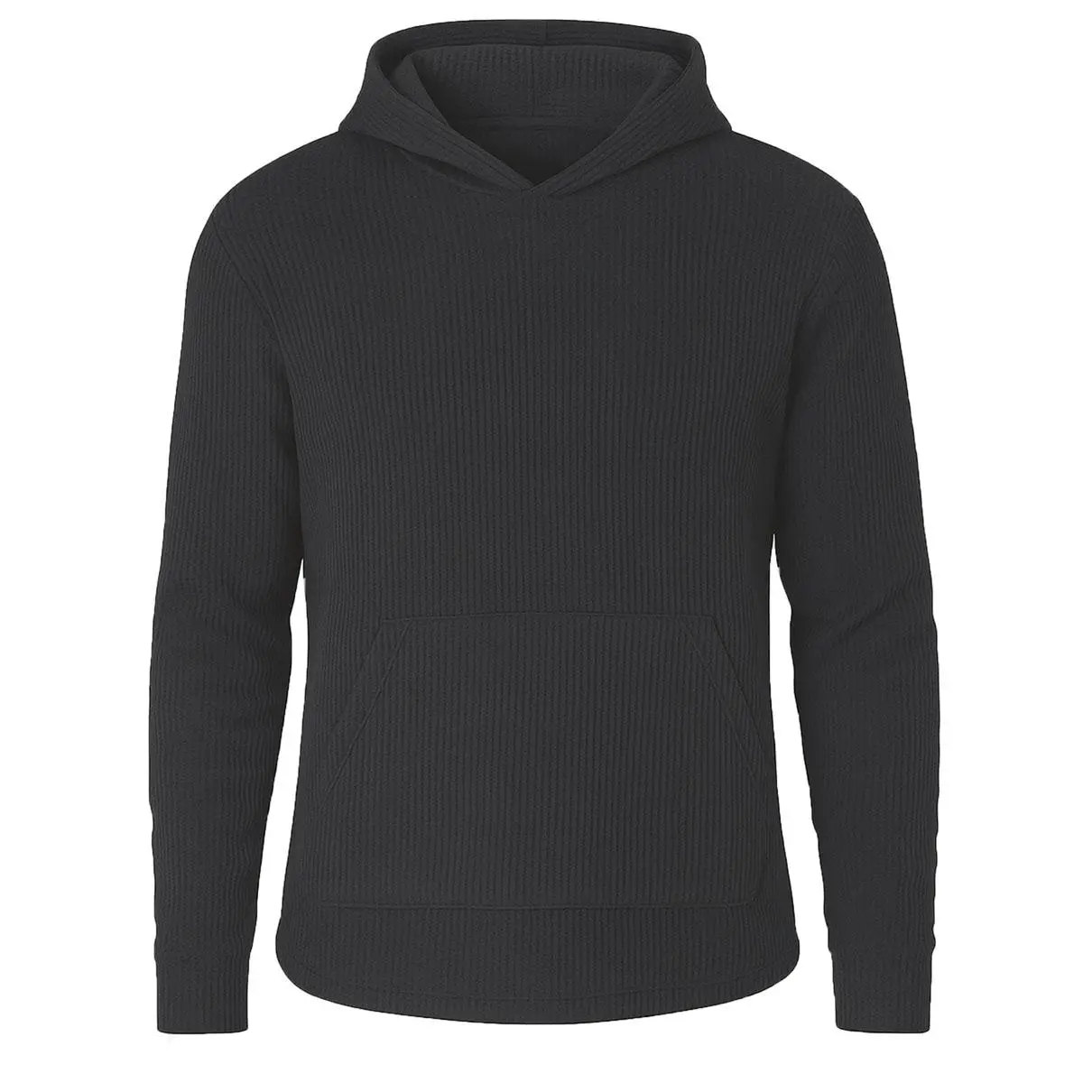 Men’s Textured Waffle Knit Pullover Hoodie – Casual Everyday Comfort