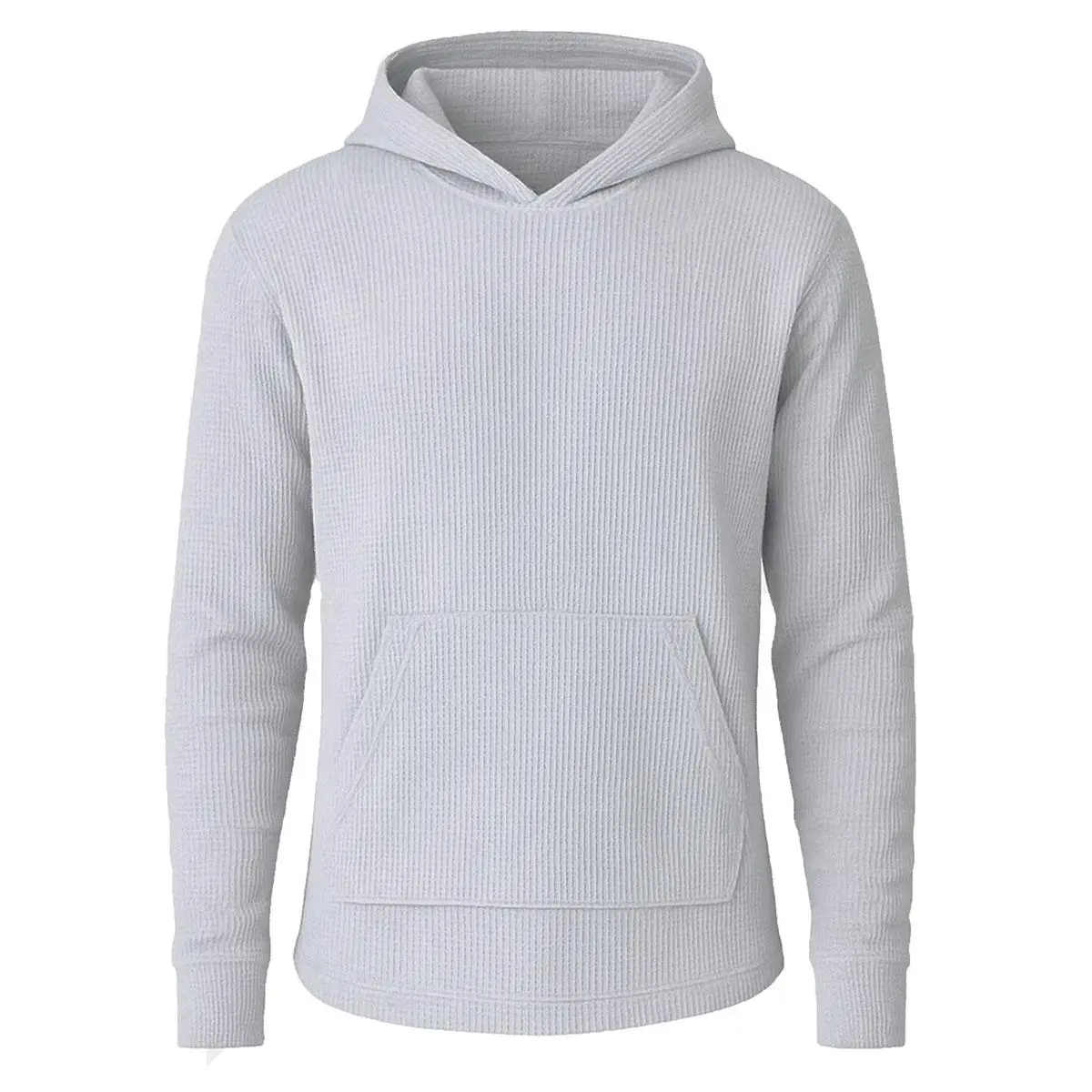 Men’s Textured Waffle Knit Pullover Hoodie – Casual Everyday Comfort