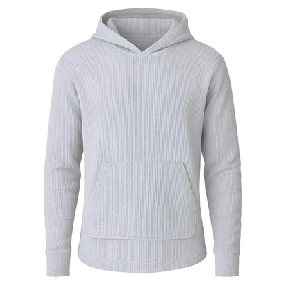Men’s Textured Waffle Knit Pullover Hoodie – Casual Everyday Comfort