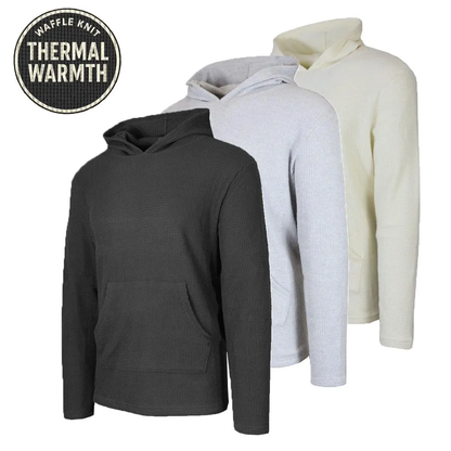 Men’s Textured Waffle Knit Pullover Hoodie – Casual Everyday Comfort