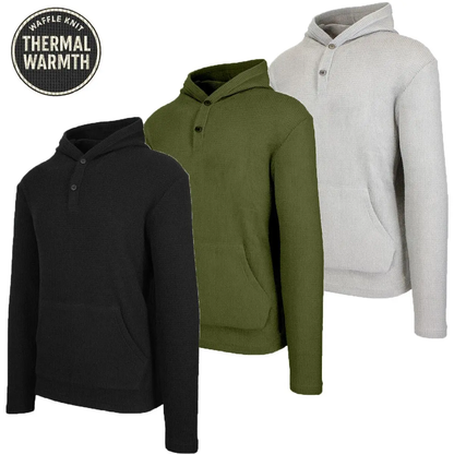 Men’s Textured Waffle Knit Pullover Hoodie – Casual Everyday Comfort