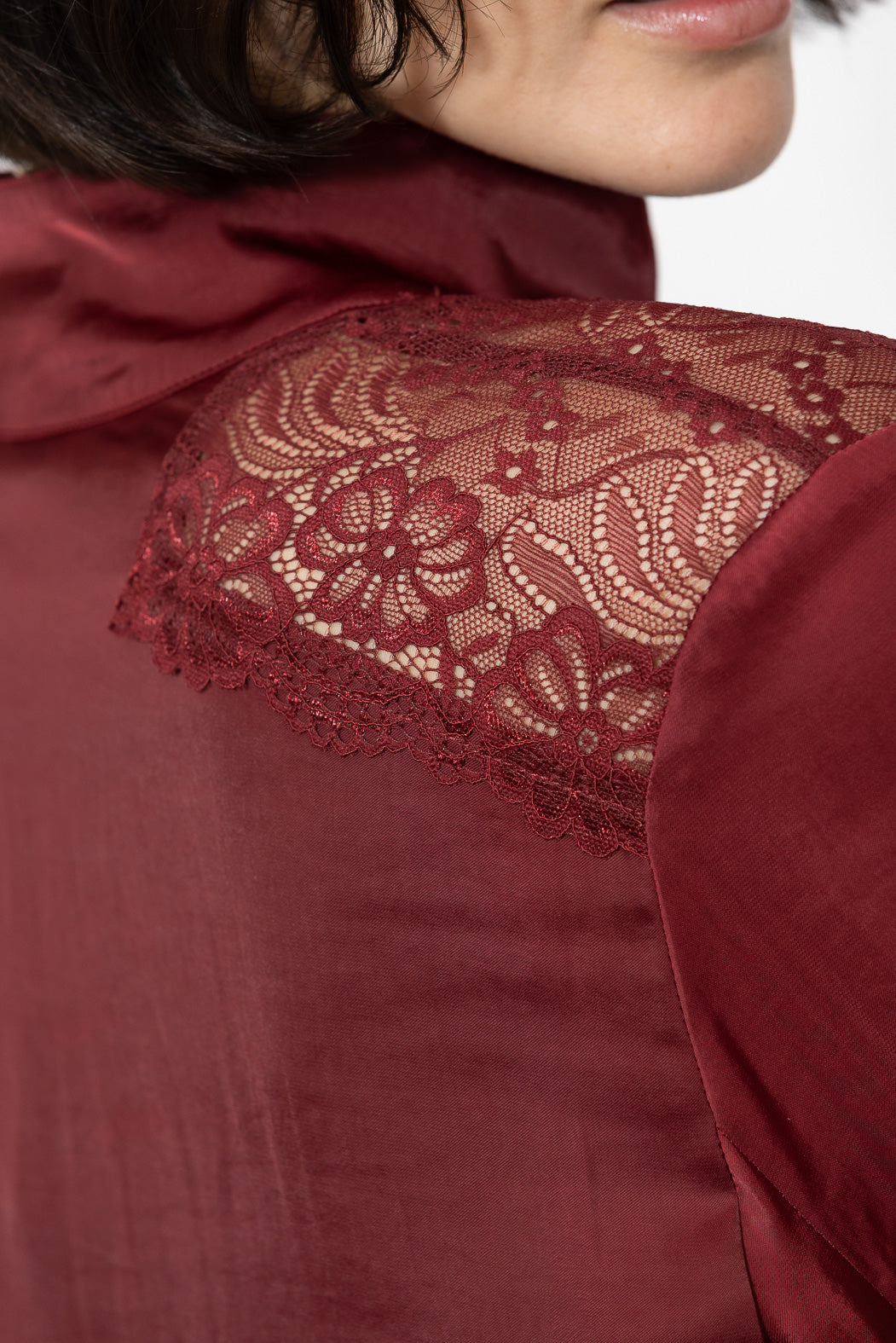 Burgundy Glow Lace Blogger Shirt