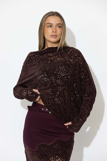 Burgundy Lace Milan Top