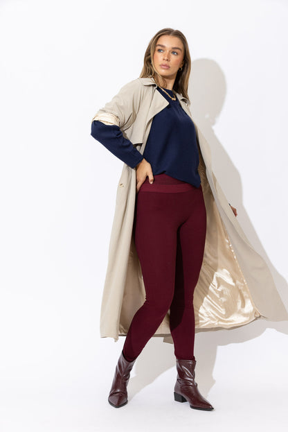 Burgundy Ponte Waist Shaper Miracle Pant