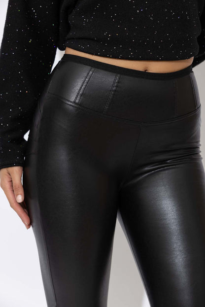 Black Faux Leather Classic Miracle Pant