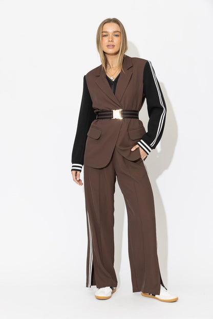 Brown Stripe Elasticated Belt