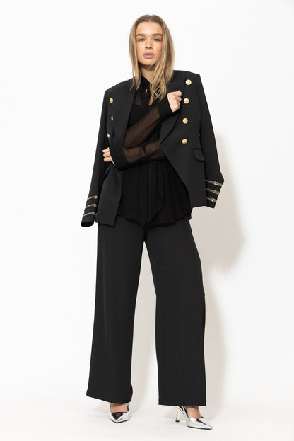Black Viscose Scarf Shirt