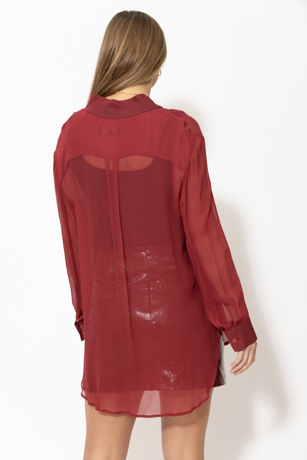 Burgundy Viscose Oversized Blogger Shirt