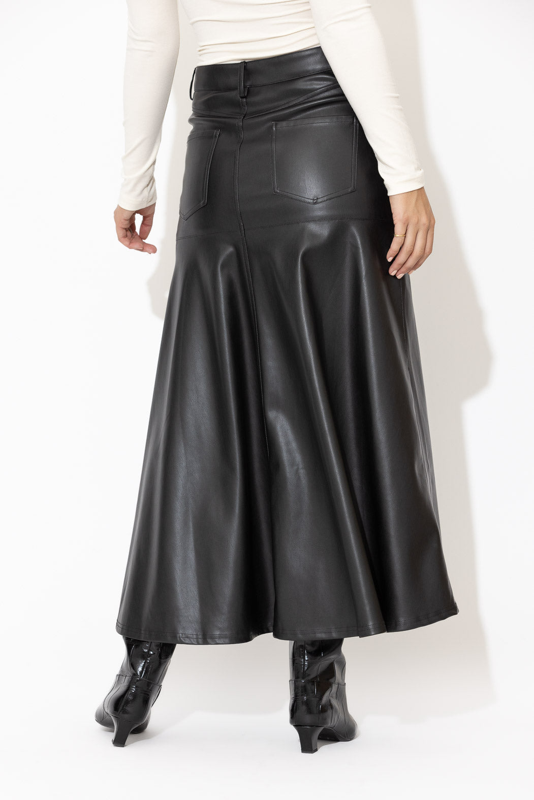 Black Faux Leather Ocean Skirt