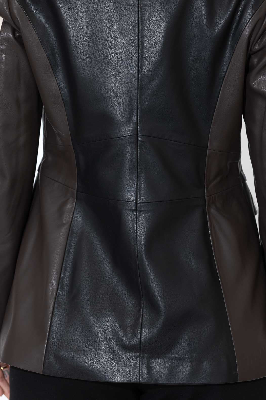 Black/Vanilla Faux Leather Mia Blazer
