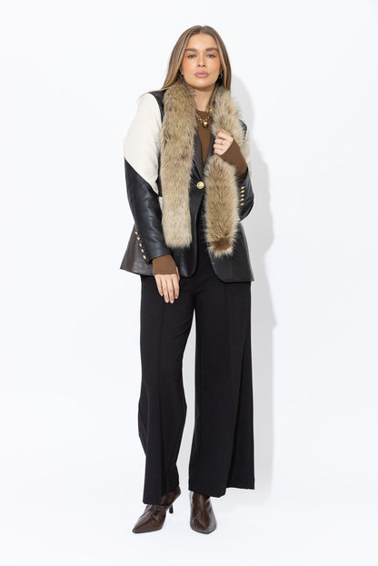 Black/Vanilla Faux Leather Mia Blazer