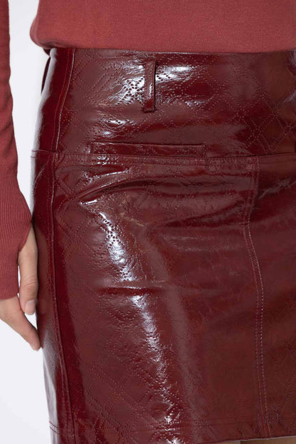 Burgundy Faux Leather Mini Skirt