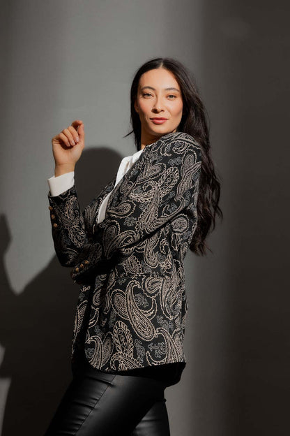 Black Paisley Oversized Blazer