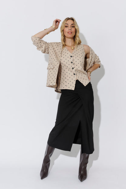 Black Drape Front Skirt