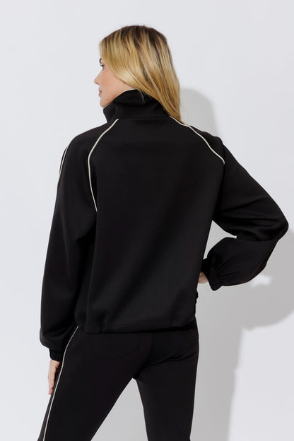 Black Scuba Piped Bomber Jacket