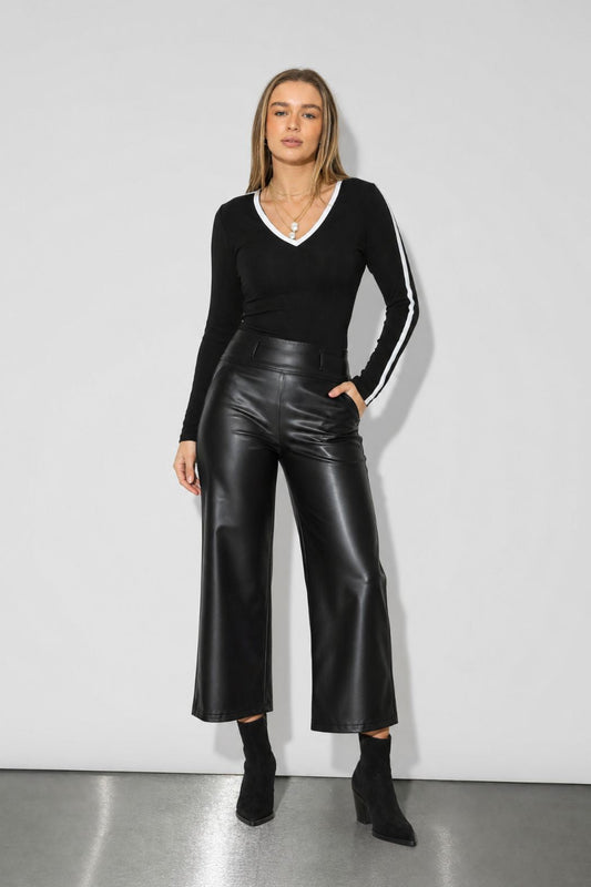 Black Croc Coated Jet Culotte
