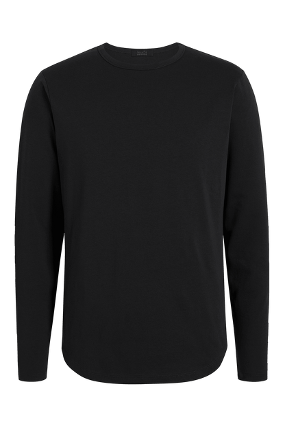 Long Sleeve Curved Hem T-Shirt | Black