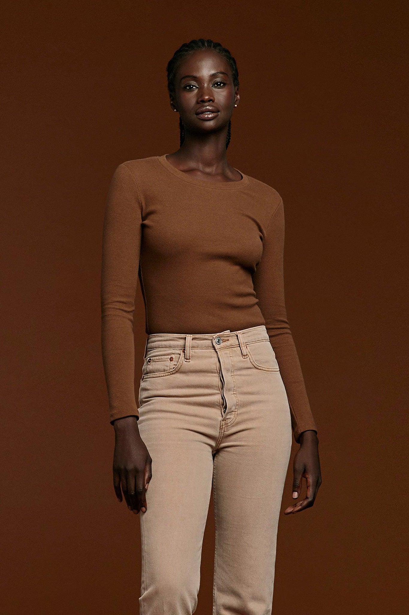 Long Sleeve Ribbed Crewneck Bodysuit