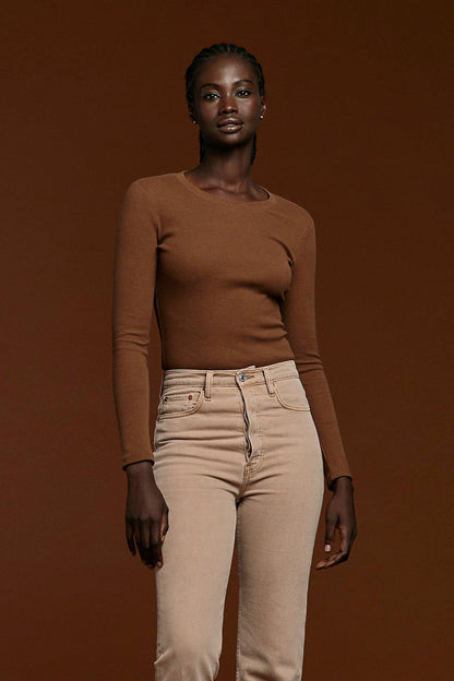 Long Sleeve Ribbed Crewneck Bodysuit