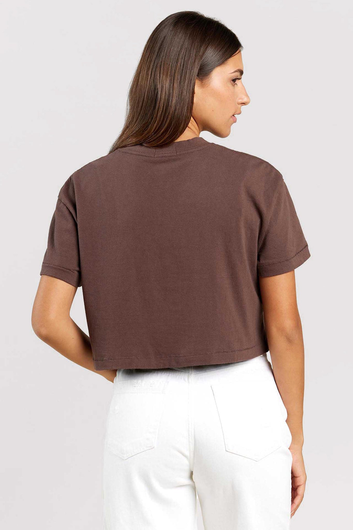 Vintage Cotton Cropped Tee | Coffee
