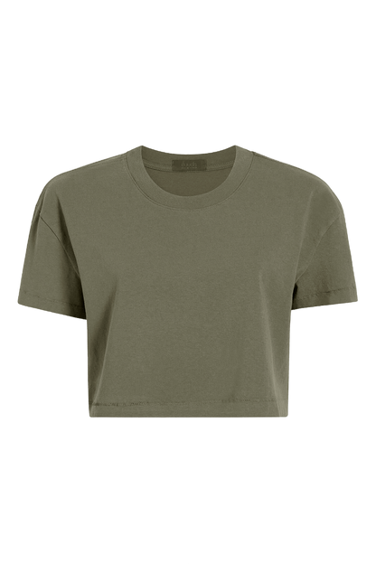 Vintage Cotton Cropped Tee | Olive