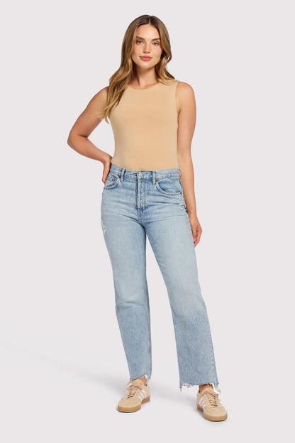 Cotton Stretch Classic Crewneck Tank Bodysuit | Oat