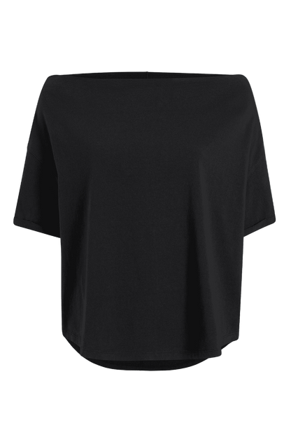 Vintage Cotton Off The Shoulder T-Shirt | Black