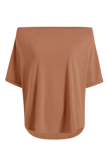 Vintage Cotton Off The Shoulder T-Shirt | Clay