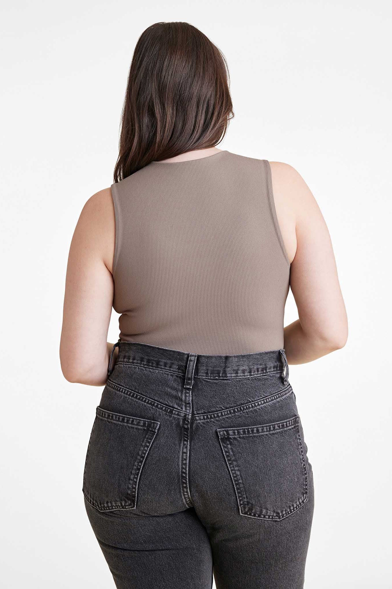 Ribbed Crewneck Tank Bodysuit | Mocha