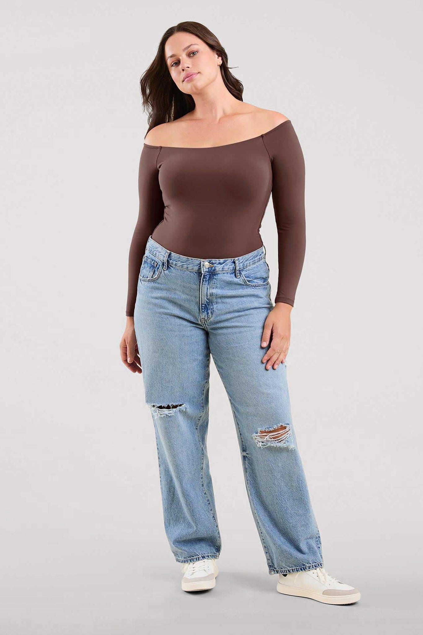 Off The Shoulder Bodysuit | Coffee