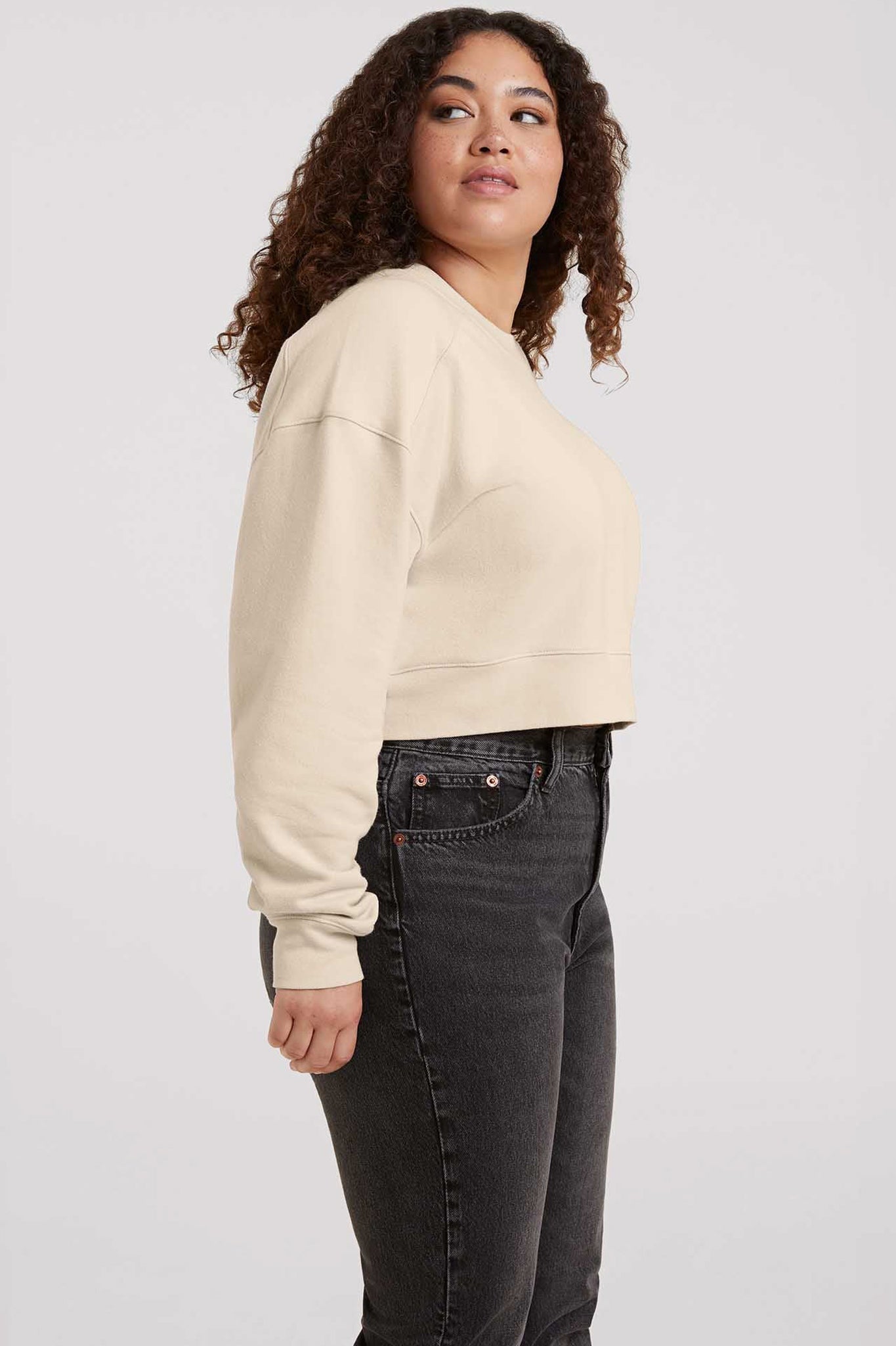 Cropped Crewneck Sweatshirt | Bone
