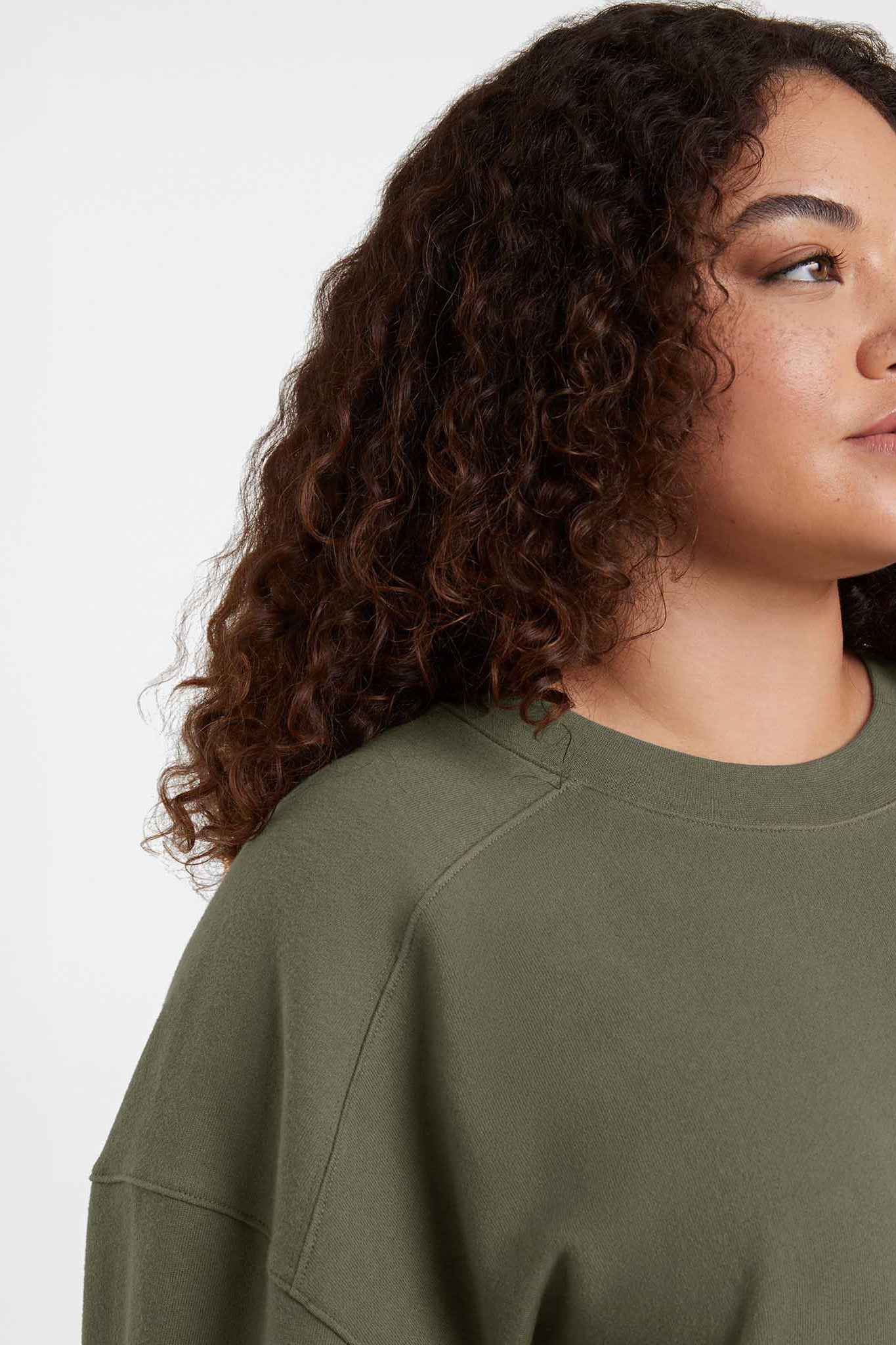 Cropped Crewneck Sweatshirt | Olive
