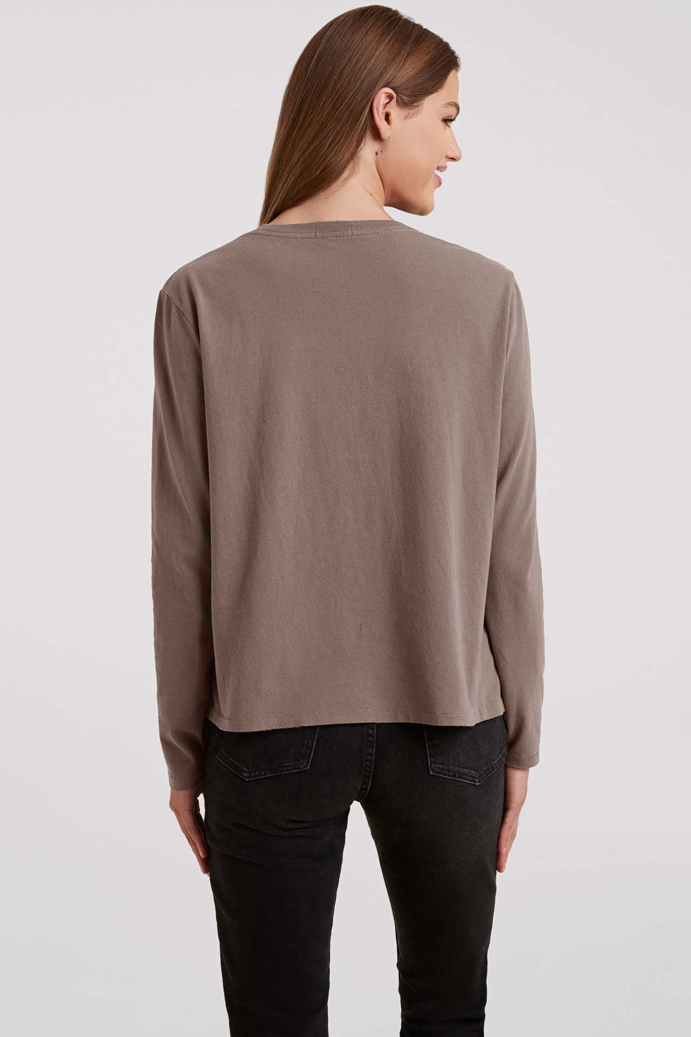 Vintage Cotton Long Sleeve Everyday T-Shirt | Mocha