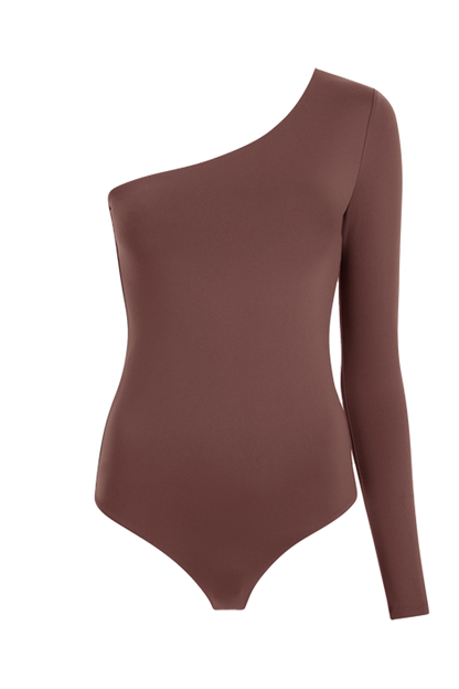 One Shoulder Bodysuit | Coffee