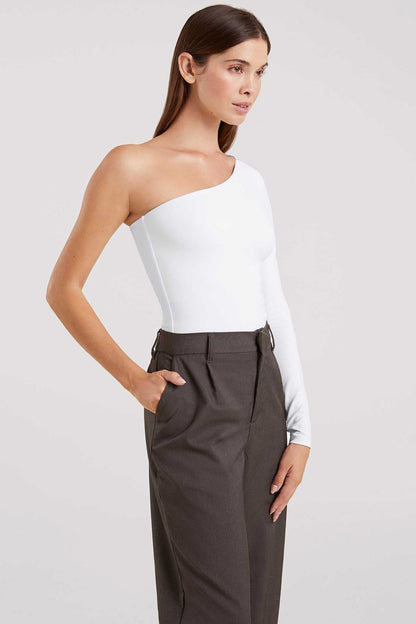 One Shoulder Bodysuit | White
