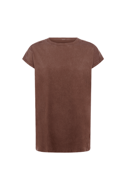 Soft Cotton Tunic Muscle Tee | Washed Coffee