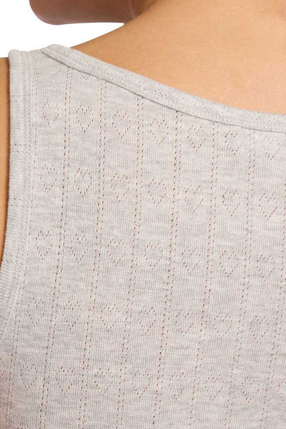 Heart Pointelle Pajama Scoop Tank | Heather Grey