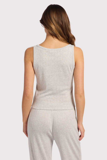 Heart Pointelle Pajama Scoop Tank | Heather Grey